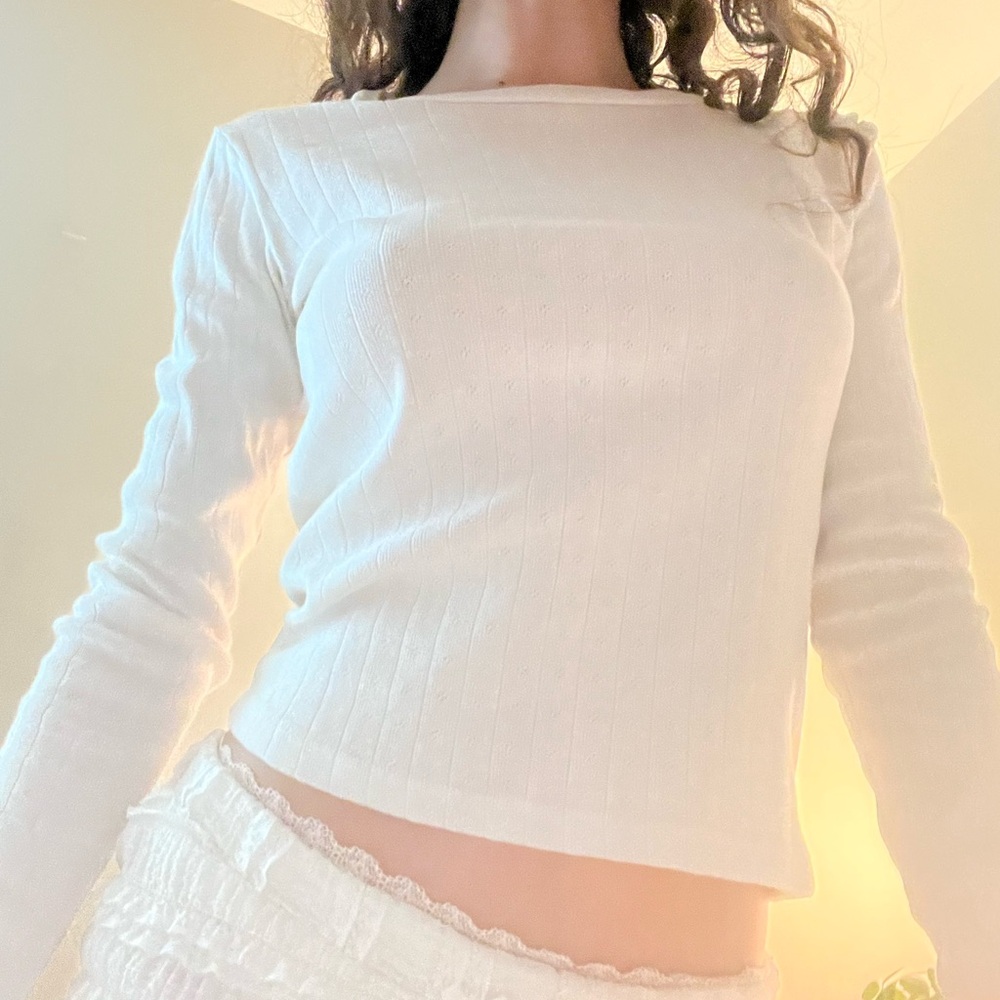 Brandy Melville pointelle white long sleeve